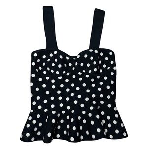 Y2K Express Babydoll Top Size XS Black Tank Polka Dot Knit 2000s Top coquette